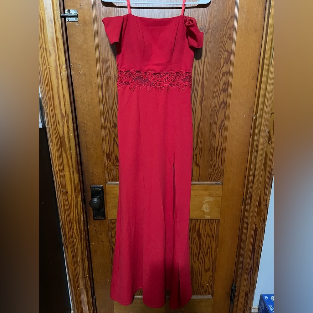 Formal Red Dress with leg slit